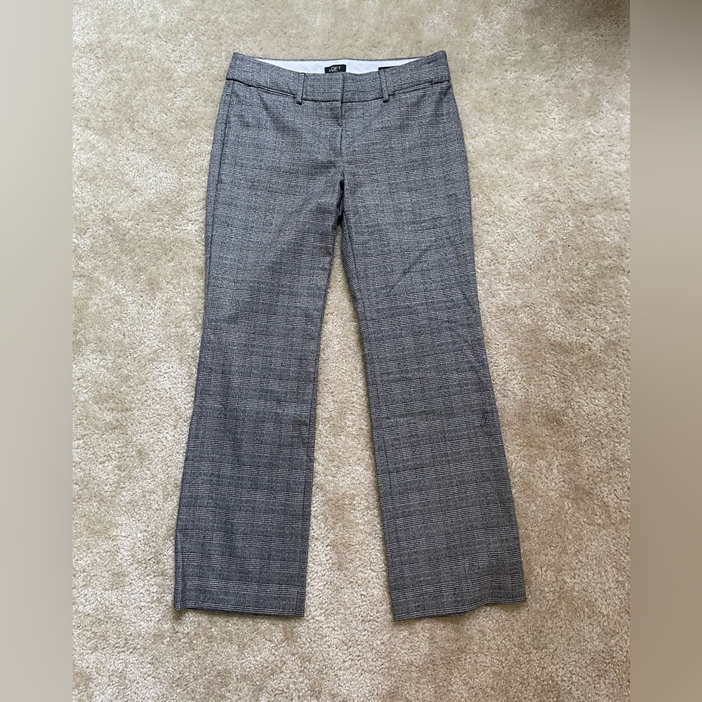LOFT Grey Plaid Trousers